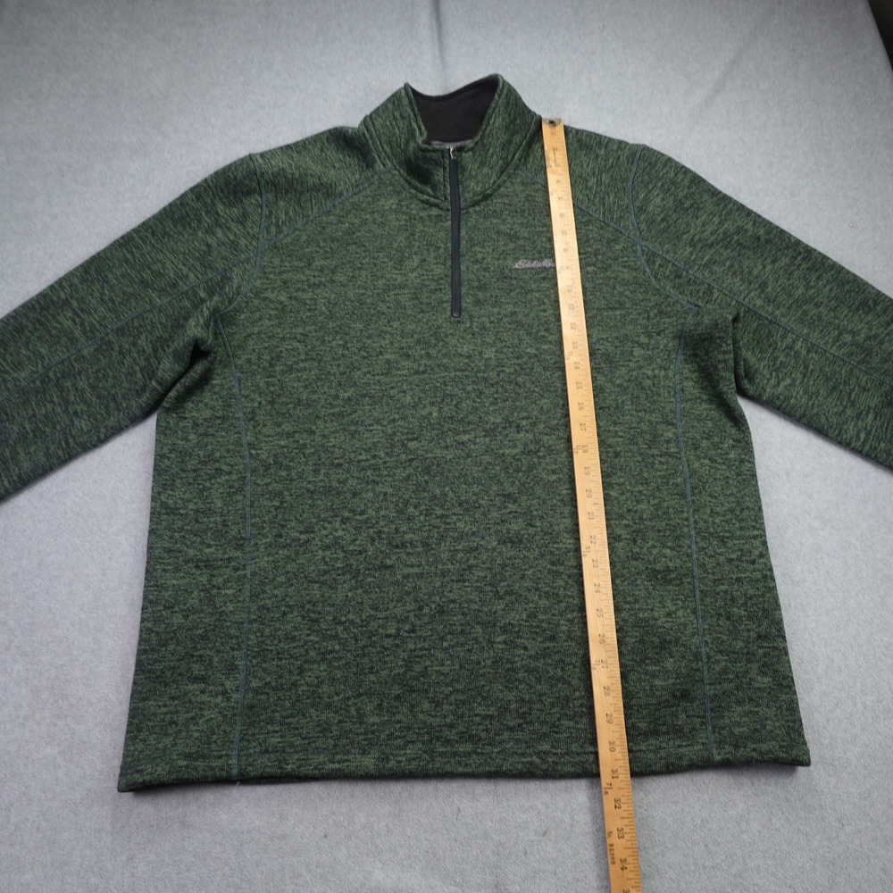 Eddie Bauer Sweater Mens XXL Green Marled 1/4 Zip Fleece Pullover Mock Neck - Picture 8 of 13